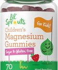 Lil' Sprouts Children's Magnesium Gummies 70 Count Mixed Berry Flavor Sugar Free Vegan NonGMO and Gluten Free
