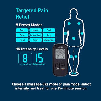 Omron Max Power Relief Tens Unit Muscle Stimulator For Drug-Free Pain Relief - Portable Electric Massager For Muscles And Joints - Includes 2 Reusable Tens Unit Pads