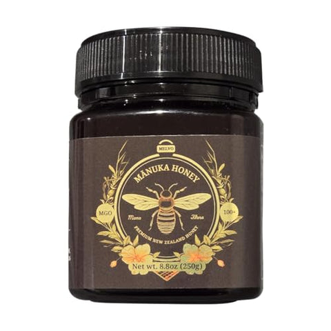 MELVO Manuka Honey MGO 100+ Manuka Honey (250g/8.8oz), Superfood, Authentic Raw Honey from New Zealand