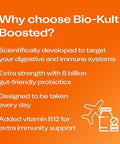 Biokult Boosted Extra Strength Probiotic Supplement For Gut Health Immune System Support And Your Digestive Tract With Vitamin B12 " 30 Capsules