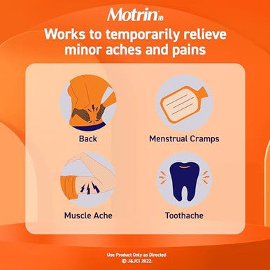Motrin IB Ibuprofen 200mg Tablets for Fever Muscle Aches Headache & Back Pain Relief 100 ct.
