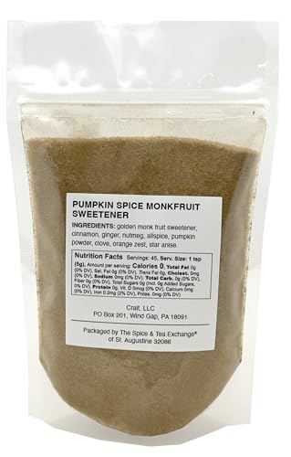 crait Pumpkin Spice for Coffee Monk Fruit Sweetener, Pumpkin Spice Sweetener Plant-Based Sugar Alternative 8 Ounce Resealable Bag Pumpk