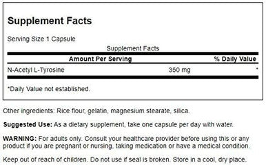 Swanson Amino Acid N-Acetyl L-Tyrosine 350 Milligrams 60 Capsules