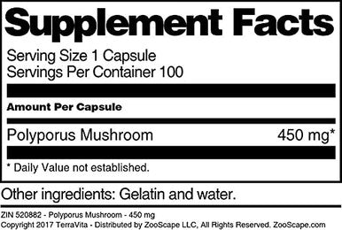 Terravita Polyporus Mushroom - 450 Mg (100 Capsules, Zin: 520882)