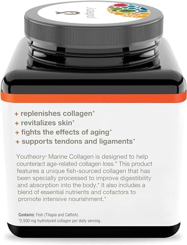 Youtheory Marine Collagen - 2,500 Mg Hydrolyzed Collagen - Supports Skin - Fish-Sourced Collagen - With Vitamin C, A, C, E, B6, B12 & More - Highly Digestible And Absorbable - 290 Tablets