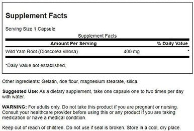 Swanson Full Spectrum Wild Yam 400 Milligrams 60 Capsules