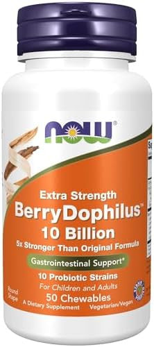 Now Foods Supplements Berrydophilus Developed For Adults & Children With 10 Probiotic Strains Extra Strengthstrain Verified 50 Chewables
