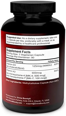 Divine Bounty Vitamin K2 With D3 & Men'S Multivitamin Bundle