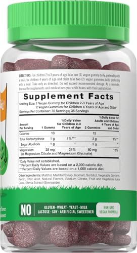 Lil' Sprouts Children's Magnesium Gummies 70 Count Mixed Berry Flavor Sugar Free Vegan NonGMO and Gluten Free