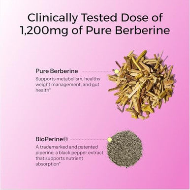 Hum Best Of Berberine Supplement 1200Mg Pure Potency For Metabolic Wellness Enhanced With Bioperine For Maximum Absorption (60 Capsules)