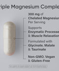 Sports Research Chelated Triple Magnesium Complex With Glycinate Taurinate & Malate (Chelamax ) For Enhanced Bioavailability - 300 Mg Per Serving Non-Gmo Certified Vegan 120 Veggie Capsules