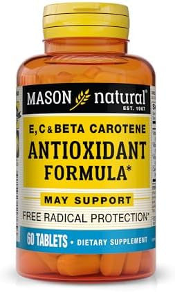Mason Natural Vitamin E C & A (Beta Carotene) High Potency Antioxidant Formula To Fight Radicals And Support Overall Health 60 Tablets
