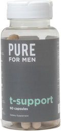 Pure For Men T-Support Supplement Vegetarian Total Support For Men With Maca, Vitamin D, & Ashwagandha, Muscle Health Endurance, Strength, Focus, & Energy Support 60 Capsules