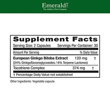 Emerald Labs Ginkgo Biloba Extract 60 Vegetable Capsules