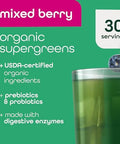Zena Nutrition Organic Supergreens Greens Powder 70+ Superfoods Mixed Berry 30 Servings + Bovine Colostrum & Collagen Powder Supplement Supports Immunity Digestion Hair Beauty