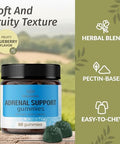 Herbamama Adrenal Support Gummies - Pure Adrenal Complex Supplement For Women With Ashwagandha Root Rhodiola Rosea & Magnesium - Vegan Non-Gmo - 60 Pectin-Based Blueberry-Flavored Chews