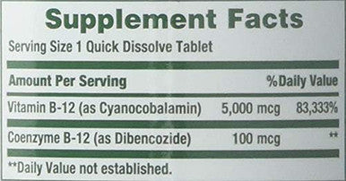 Nature's Bounty Vitamin B-12 5000 Mcg 40 Quick Dissolve Tablets (Pack Of 3)