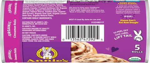 Annie's Organic Cinnamon Rolls with Icing, Refrigerated Dough, 5 Rolls, 17.5 oz