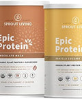 Sprout Living Epic Protein Bundle Chocolate Maca & Vanilla Lucuma (20G Organic Plantbased Protein Powder Vegan Gluten Superfoods) 2Lb 24 Servings