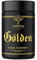 Ambrosia Golden Super Turmeric Bioavailable Curcumin Support Healthy Gut & Brain Health Joint Support 765Mg Of Active Curcuminoids 60 Veggie Capsules (30 Day Supply)