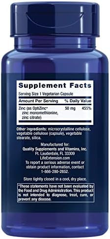 Life Extension Lysine 620Mg And Zinc 50Mg - 100 Vegetarian Capsules And 90 Vegetarian Capsules