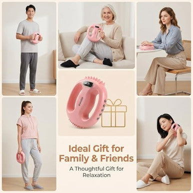 Fuooo 4-Head Fascia Ring Massager Multifunctional Full-Body Deep Tissue Massage Gun Hands-Free Ergonomic Electric Massager With Waist Belt 3 Modes 9 Intensities Cordless Muscle Relief