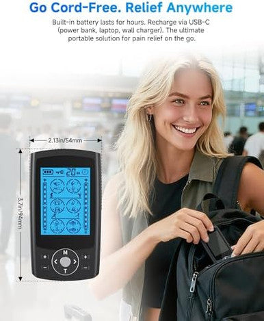 Homchy Tens Unit Muscle Stimulator 24 Modes Dual Channel Tens Ems Machine For Muscle Tension And Back Relief Rechargeable Pulse Massager With Timer 6 Upgraded Pads For Neck Shoulder Leg And Knee