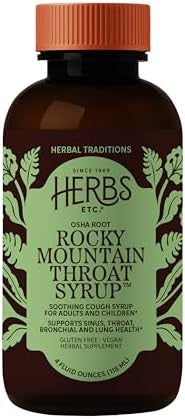 Herbs Etc. Rocky Mountain Throat Syrup Cough Syrup for Soothing Throat Care