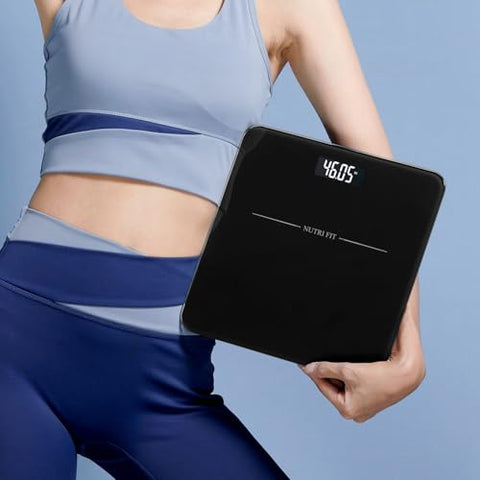 Nutri Fit Digital Bathroom Scale For Body Weight Loss Watchers Electri Scales 50G/0.1Lb Discrepancy Clear Backlit Lcd Display And Step-On Techhology 2 Aaa Batteries Included 330Lb/150Kg Jet Black