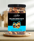 Mixed Nuts Deluxe - Roasted & Salted | 32 oz Reusable Container | Healthy Gourmet Variety Snack Mix with Cashews, Almonds, Brazil Nuts, Pecans, Hazelnuts (No Peanuts) Holiday Gifts | Keto, Vegan Friendly, Healthy Nut Mix | Jaybee's