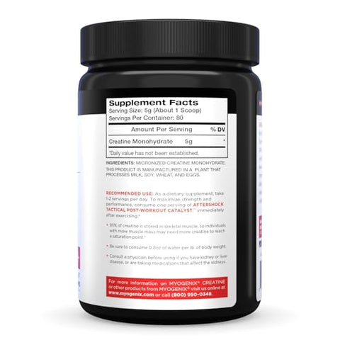 Myogenix Creatine Monohydrate Pure Creatine Powder For Strength & Endurance Supports Atp Production & Muscled Strength No Additives Unflavored (80 Servings)