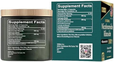Nad+ Supplement - Liposomal Nicotinamide Riboside, Resveratrol, Quercetin High Purity Nad Supplement For Anti-Aging, Energy, Focus - 80 Capsules (40 Serving)