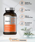 Horbaach Vitamin E 1000 IU Softgel Capsules 200 Count NonGMO Gluten Free Preservative Free Vitamin E Oil