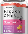 Horbaach Hair Skin and Nails Gummies 100 Count with Biotin Fruit Flavored Vitamins NonGMO Gluten Free Supplement