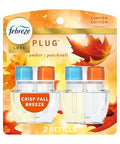 Febreze Plug In Air Freshener Odor-Fighting Scented Oil Refill Air Fresheners For Home And Bathroom And Kitchen Long Lasting For Strong Odors Crisp Fall Breeze Scent 0.87Oz Refills 2 Count