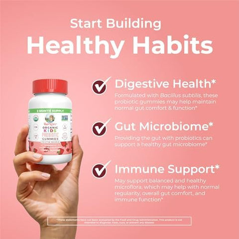 MARYRUTH'S Organics Multivitamin and Probiotic Gummies (Strawberry) for Kids Clean Label Project Verified Vitamins for Gut Health Immunity and Overall Wellness Vegan NonGMO Gluten Free