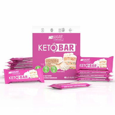 No Sugar Keto Bar Snack Low Carb No Sugar Keto Snack Food With Keto Friendly Macros (12 X 1.41Oz Bars Birthday Cake)