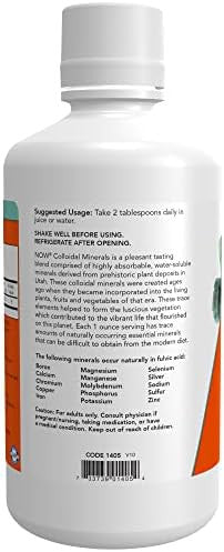 Now Foods Supplements, Colloidal Minerals Liquid, Plant Derived, Essential Trace Minerals, 32-Ounce