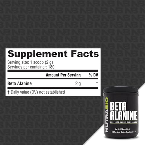 Nutrabio Beta Alanine Pre-Workout Supplement - Beta Alanine Powder 360G Powder