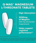Qunol QMag Magnesium LThreonate Tablets 2000mg of Magtein to Help Support Cognitive Performance Improve Mental Alertness and Productivity Supports Restful Sleep High Absorption 60 Count