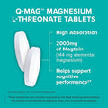 Qunol QMag Magnesium LThreonate Tablets 2000mg of Magtein to Help Support Cognitive Performance Improve Mental Alertness and Productivity Supports Restful Sleep High Absorption 60 Count
