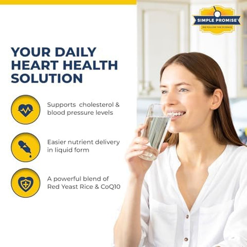 Simple Promise Heartaide - Heart Health Supplement - Red Yeast Rice With Coq10 (200Mg & 100Mg) & Inositol - Liquid Drops For Cholesterol & Cardiovascular Support - 4 Fl Oz Orange Cream Flavor