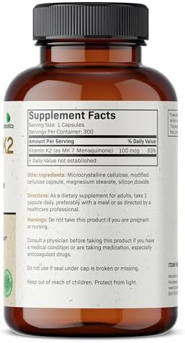 Futurebiotics Vitamin K2 As Mk7 100 Mcg Supports Strong Bones Nongmo 100 Vegetarian Capsules