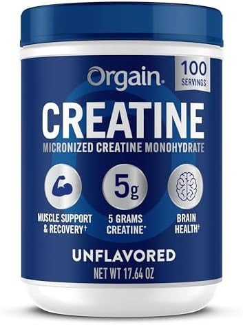 Orgain Creatine Monohydrate Micronized Powder Unflavored Supports Muscle Growth Post Workout Recovery And Brain Health No Artifical Additives Nongmo 100 Servings 17.64 Oz