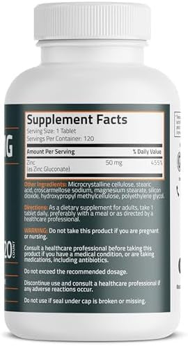 Bronson Zinc 50 Mg High Potency One Year Supply Supports Immune, Antioxidant & Skin Health - Non-Gmo, 360 Vegetarian Tablets