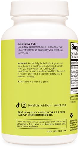 Wellah Dim Supplement (400Mg) 120 Capsules - Diindolylmethane With Calcium D-Glucarate Dong Quai And Black Cohosh Extract