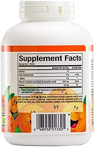 Natural Factors Vitamin C 500mg 100 Natural Fruit Chew Tangy Orange 90 Chewable Wafers 2 Pack