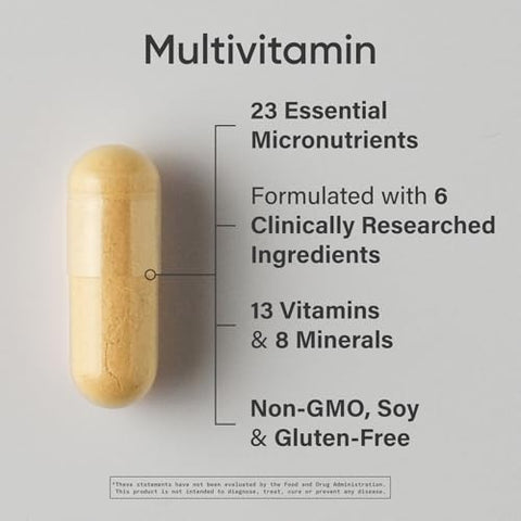 Sports Research Multivitamin Advanced Formula - 23 Essential Vitamins & Minerals With Coq10 & Iodine - Daily Nutrient Support - Non-Gmo Tested & Gluten-Free 60 Veggie Capsules