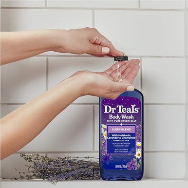 Dr Teal'S Body Wash With Pure Epsom SaltSleep Blend With MelatoninLavender & Chamomile Essential Oils24 Fl Oz (Pack Of 4)