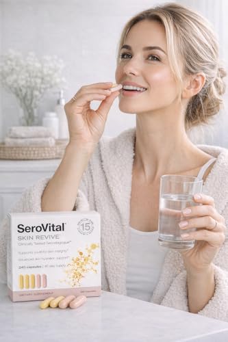 Serovital Skin Revive Anti-Aging Supplement For Women Supports Skin Hydration Energy Immune Health & Fine Line Reduction 240 Capsules 40-Day Supply